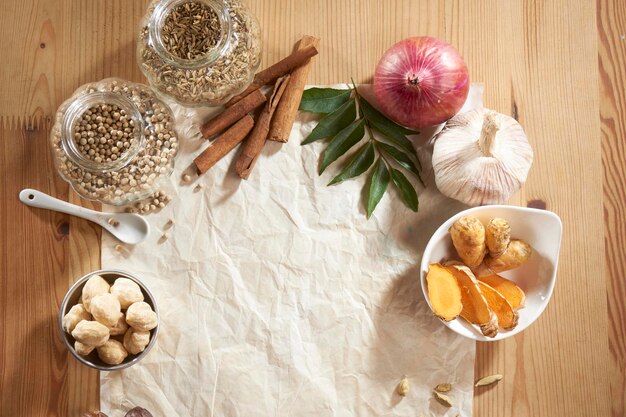 Zestaw przypraw i narzędzi kuchennych